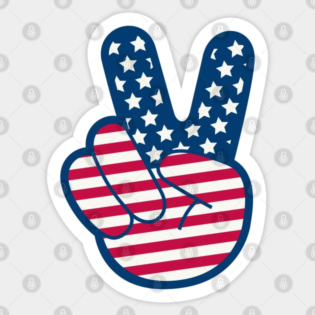 American Flag Retro Peace Sign Hand Sticker by PUFFYP